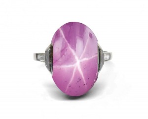 Womens Edwardian, Belle Epoque, French Platinum, Rare Deep Pink Luscious, Deeply Saturated Star Sapphire