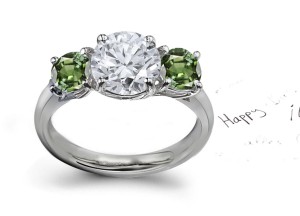 2013 Catalog No. 5 - Product Details: Stylish Green Sapphire and Diamond Engagement Ring