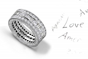 Designer Jewelry: Triple Diamond Eternity Bands with Sparkling Diamonds