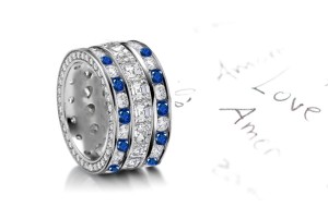 Brilliance Fire: Sapphire & Diamond Halo Cocktail Band in Gold & Platinum 