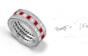 Breathtaking: Stack of Princess & Baguette Cut Diamond & Ruby Bands
