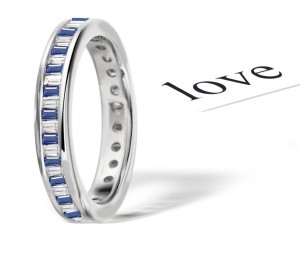 Baguette Sapphire & Diamonds Eternity Wedding Band