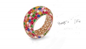 Fabulous Multi-Colored Diamonds & Precious Stones Eternity Band Rings