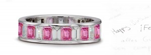 Emerald Cut Diamond & Sapphire Eternity Band