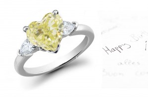 Heart Yellow Diamond Designer Ring