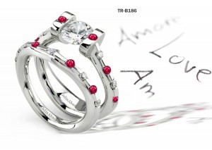 Ruby Gemstone Engagement & Wedding Tension Set Rings