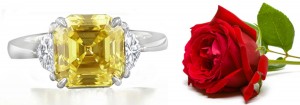 Emerald-Cut Yellow Sapphire with Emerald-Cut Diamonds in 14k White Gold Sapphire (7x5 mm, 4x2 mm)