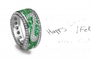 Micropavee Emerald & Diamond Leaf Band