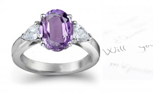 Fine Purple Sapphire & Glittering Diamond Engagement Ring