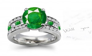 Emerald Gem-City: Visions of Past, Present & Future Split-Shank Spanish Created Emerald & Diamond Ring in 14k White Gold