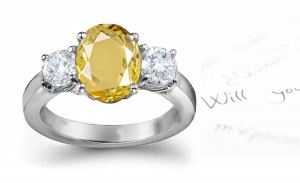 Yellow Sapphire & Diamond Engagement Ring