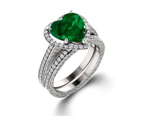 Made To Order Delicate Micro Pave Halo Vivid Green Emerald & Diamond Engagement Rings