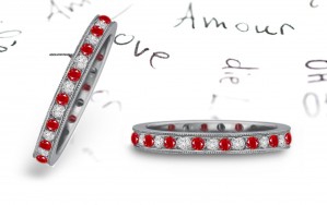 Look New Milgrain Edge Ruby & Diamond Eternity Band in Platinum & Gold