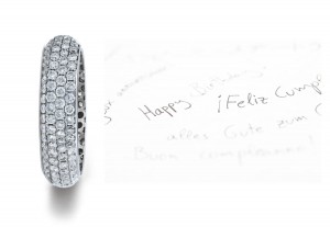Micropavee Diamonds 4 Stone Row Wedding Ring in Platinum & Gold