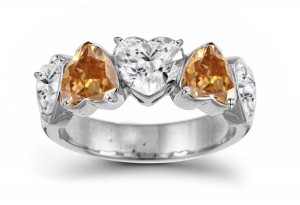 Designer Five Stone Brown Diamond Heart Ring
