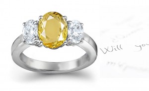 Yellow Sapphire & Diamond Engagement Ring