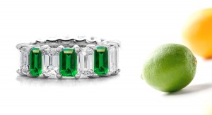 Mountain Green Emerald Cut Emerald & Emerald Cut Diamond Eternity Band