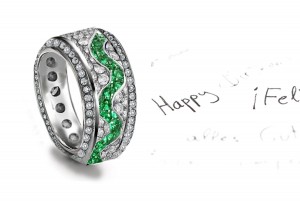 Micropavee Diamond & Emerald Wave Band