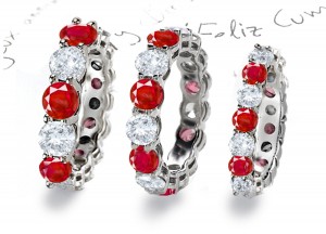 Classic Prong Set Round Diamond & Ruby Eternity Ring in Gold