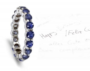 Vivid Ultramarine Full Blue Sapphire Round Eternity Ring in Platinum