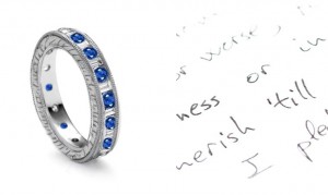 Round Diamond & Sapphire Wedding Band in Size 3 to 9