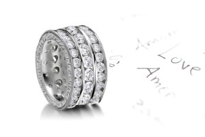 Endless Variety: Platinum Twinkling Three Row Diamond Eternity Ring