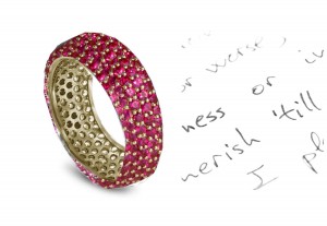 Cinco Micropavee Ruby Eternity Ring in Platinum & 14k Yellow Gold Size 3 - 8