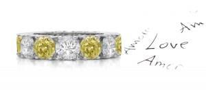 Yellow Diamond Designer Stackable Eternity Bands in 14k White, Yellow Gold