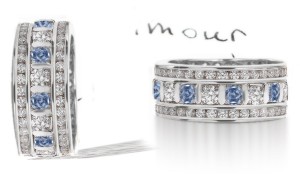 Bar Set Blue Diamond & White Diamond Blue Diamond Eternity Ring