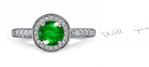Surrounded By Diamonds: Wear New Offer! French Art Deco Pave' Emerald Diamond Fashion Ring in 14k White Gold