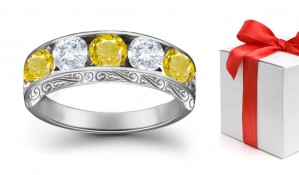 Yellow Sapphire Diamond Wedding Rings