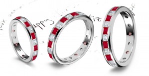 Classic: Princess-Cut Diamond & Square Ruby Eternity Ring Size 3 to 8