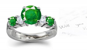 Rich Color Emeralds: Sparkling Bela U-Prong Emerald & Diamond Fashion Gold Ring Created With Most Intersting Specimens