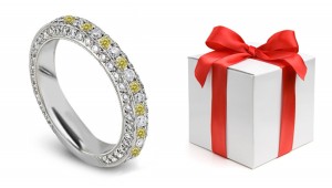 pave Set Yellow Diamond & White Diamond Yellow Diamond Eternity Ring