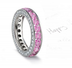 Pink Sapphire Diamond Wedding Bands