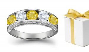 Yellow Sapphire Diamond Five Stone Rings