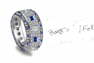 Truly Unique: MicropavéEncrusted Blue Sapphire & Diamond & Diamond Halos Eternity Band All Around