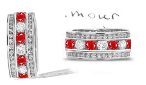 View Stacked Ruby & Diamond Eternity Wedding Anniversary Ring