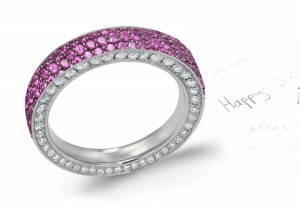 pave Set Pink Sapphire & Diamond Eternity Bands