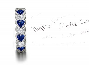 Visions of Heaven: Special Design Heart Sapphire & Heart Diamond Eternity Ring