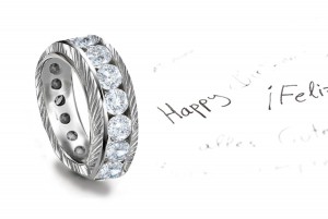 Evoking Diamonds: View This Stylish Diamond Wedding Ring Side Feature Profusely Embossed with Scroll, Floral & Leaf Motifs