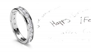 Distinctive: Round Cut Diamonds Circle The Entire Band & Sides Sprinkled with Burnish Set Diamonds