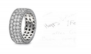 Trio Micropavee Diamond Eternity Ring in Platinum & 14k Yellow Rose Gold