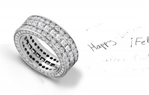 Glowing: Diamond Eternity Ring with Diamonds in Center & Shank Sides