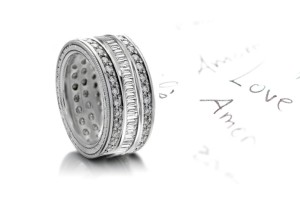 King Selassie I, Queen, Empress Menen: Stunning Designer Triple Diamond Eternity Bands in Platinum