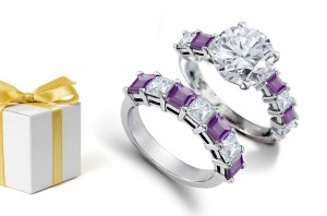 The Sapphire - Birthstones & Gemstones: 14K Yellow Gold Round Diamonds & Sapphires Bridal Mani Mala Set