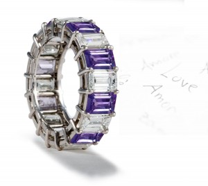 Very Popular Purple Sapphire and Diamond Eternity Band