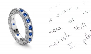 Painstakingly Crafted: Engraved Diamond & Sapphire Eternity Band