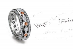 Vivacious: Sparkling Glittering Pink Orange Diamond Eternity Band