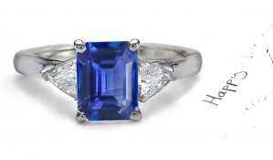 A Perfect Love Story: Emerald Cut Fine Rich Blue Sapphire Ring